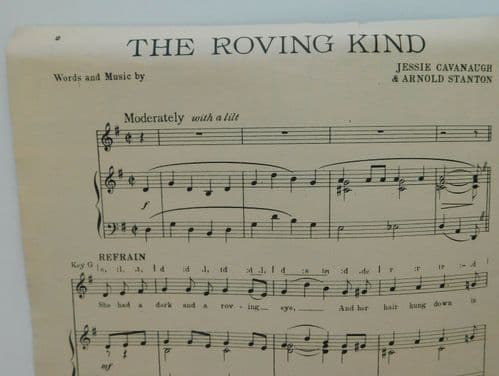 The Roving Kind vintage sheet music 1950s pirate sea folk love song Billy Cotton